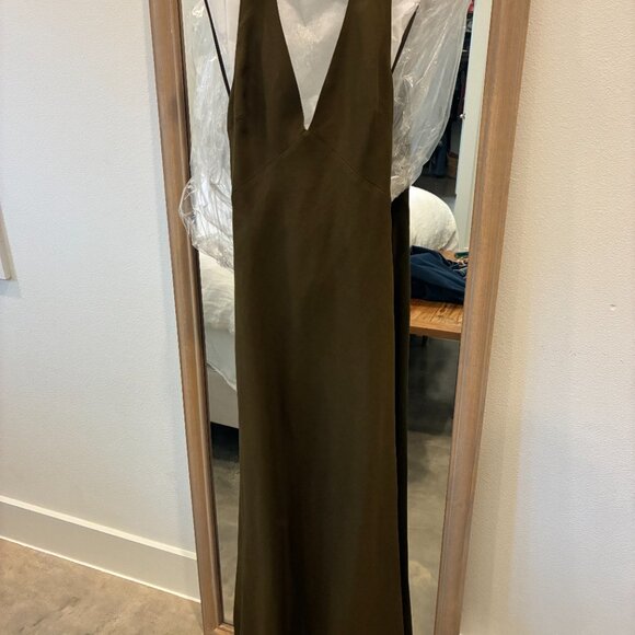 Reformation Delilah Dress- Dark Olive - Picture 2 of 3